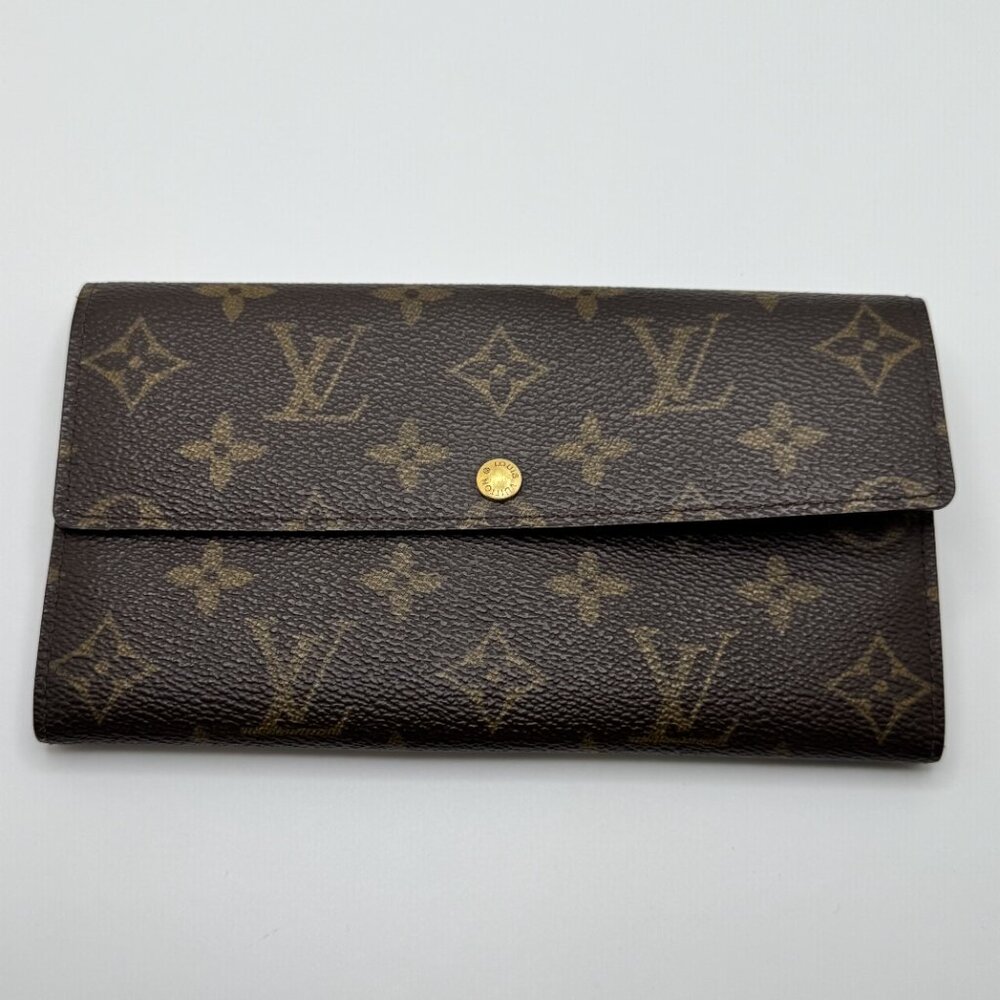 Louis Vuitton Pochette Porte Monnaie Credit long Monogram Coated Canvas Brown OS